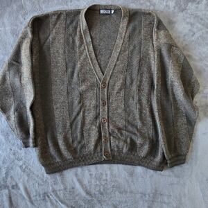 Vintage Megalos Cardigan Sweater Men's 2X Brown Multi Twee Coquette Grandpa Core